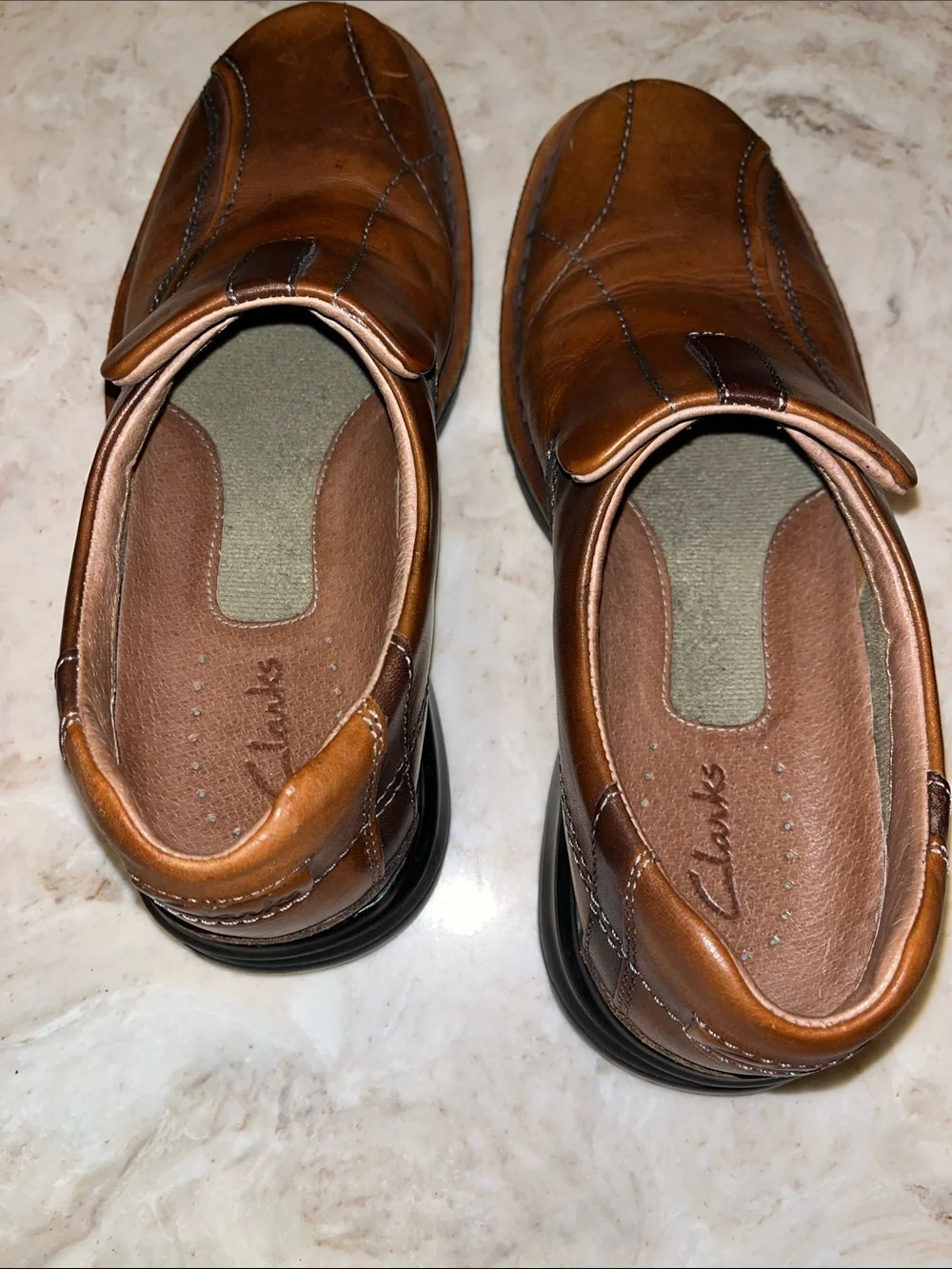 Clarks Men's Cognac Leather Slip-On Casual Loafers